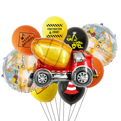 10 τμχ/σετ χαρτοκιβωτίου οχήματος Μπαλόνι Εκσκαφέας Περονοφόρος Γερανός Μπαλόνια για Κατασκευή Αγοριών Προμήθεια Δώρων Δώρων Διακόσμησης Γενεθλίων