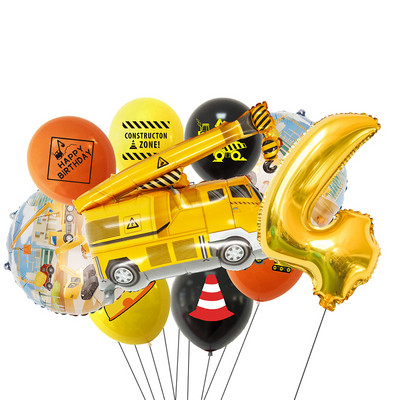 10 τμχ/σετ χαρτοκιβωτίου οχήματος Μπαλόνι Εκσκαφέας Περονοφόρος Γερανός Μπαλόνια για Κατασκευή Αγοριών Προμήθεια Δώρων Δώρων Διακόσμησης Γενεθλίων