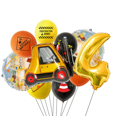 10 τμχ/σετ χαρτοκιβωτίου οχήματος Μπαλόνι Εκσκαφέας Περονοφόρος Γερανός Μπαλόνια για Κατασκευή Αγοριών Προμήθεια Δώρων Δώρων Διακόσμησης Γενεθλίων