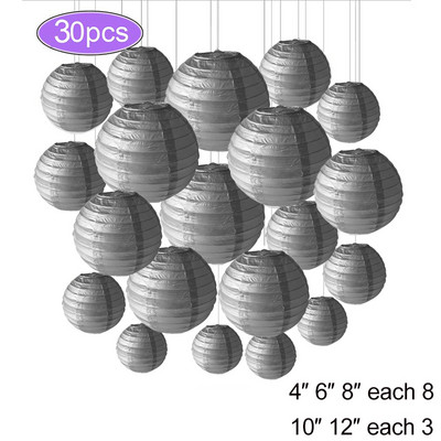 30 vnt. / Lot Popierinis Žibintas Kiniškas apvalus kabantis žibintas „Pasidaryk pats“ popierinis lempos dekoras vestuvių / vakarėlio / atostogų / gimtadienio dekoravimui