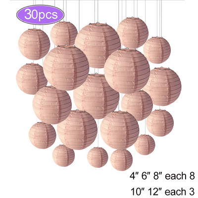 30 vnt. / Lot Popierinis Žibintas Kiniškas apvalus kabantis žibintas „Pasidaryk pats“ popierinis lempos dekoras vestuvių / vakarėlio / atostogų / gimtadienio dekoravimui