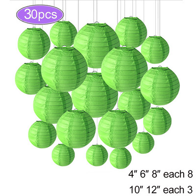 30 vnt. / Lot Popierinis Žibintas Kiniškas apvalus kabantis žibintas „Pasidaryk pats“ popierinis lempos dekoras vestuvių / vakarėlio / atostogų / gimtadienio dekoravimui
