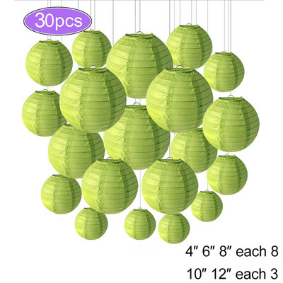 30 vnt. / Lot Popierinis Žibintas Kiniškas apvalus kabantis žibintas „Pasidaryk pats“ popierinis lempos dekoras vestuvių / vakarėlio / atostogų / gimtadienio dekoravimui