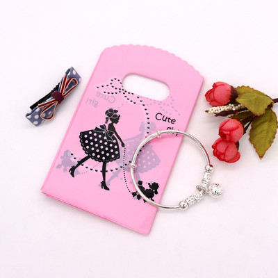 100 kom/lot Dizajnirana plastična vrećica za kavu "Hvala" 9x15 cm Poklon vrećica za nakit i slatkiše s ručkama Male plastične vrećice za pakiranje