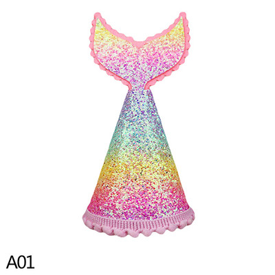 1 buc 1/2/3 șapci de pălărie de ziua de naștere pentru copii pălărie cu sclipici sirenă cu pălărie pentru prima zi de naștere pălărie pentru nou-născut, decorație pentru petrecerea de naștere