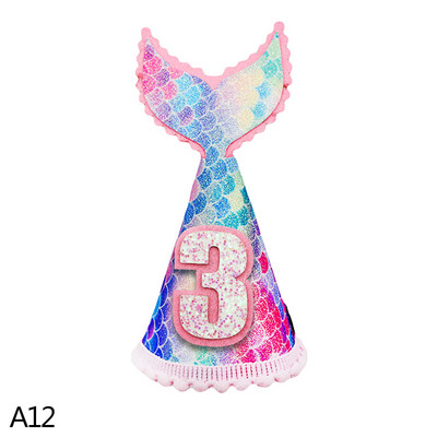 1 buc 1/2/3 șapci de pălărie de ziua de naștere pentru copii pălărie cu sclipici sirenă cu pălărie pentru prima zi de naștere pălărie pentru nou-născut, decorație pentru petrecerea de naștere