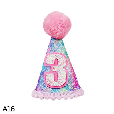 1 buc 1/2/3 șapci de pălărie de ziua de naștere pentru copii pălărie cu sclipici sirenă cu pălărie pentru prima zi de naștere pălărie pentru nou-născut, decorație pentru petrecerea de naștere