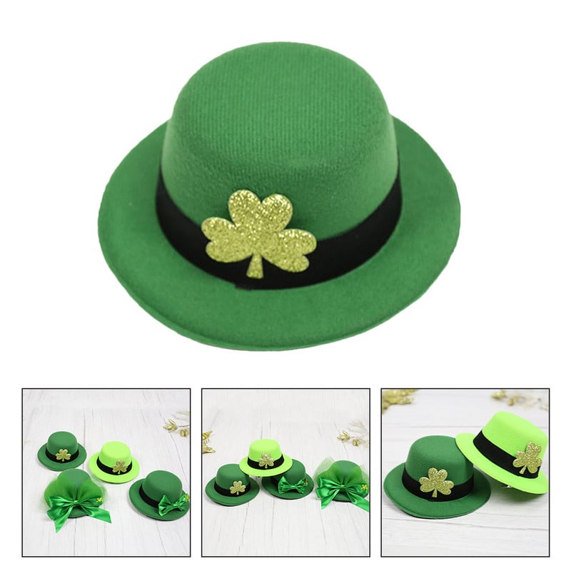 2tk Saint Patricks Day Leprechaun Müts Suur Roheline Valge Triibuline Shamrock Clover Irish Velvet Top Cap Cosplay kostüüm