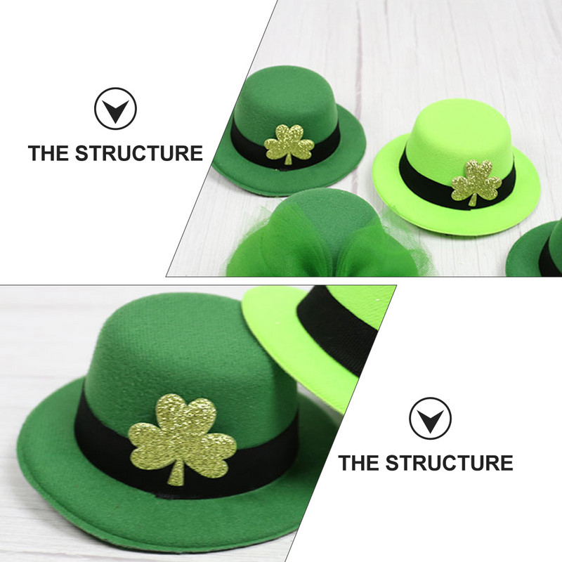 2tk Saint Patricks Day Leprechaun Müts Suur Roheline Valge Triibuline Shamrock Clover Irish Velvet Top Cap Cosplay kostüüm