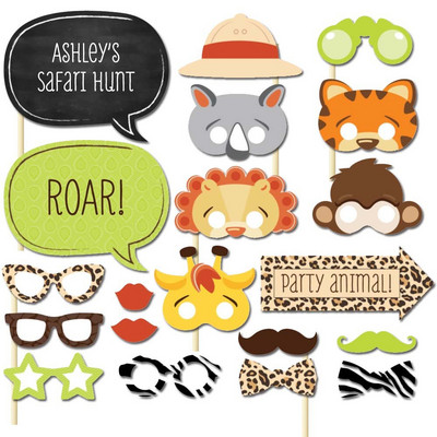 Woodland Animals Photo Props Monkey Party Jungle Safari Hunting Party Decor Dinosaur Dinosaur Roar One 1st Birthday Party