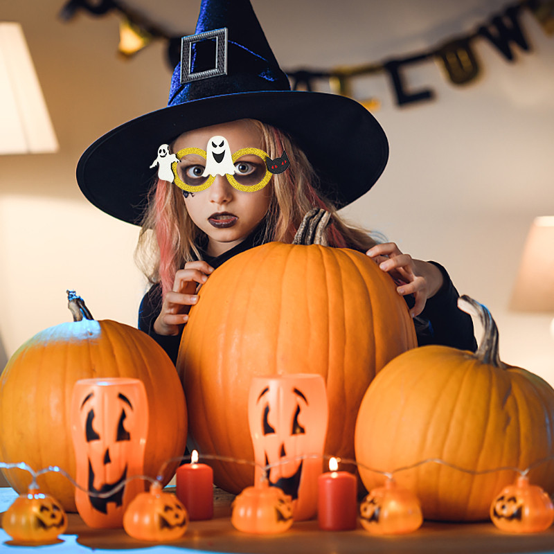 1 buc. Ochelari de hârtie pentru Halloween fericit, ochelari de vedere pentru cosplay, în formă de liliac păianjen, ochelari de vedere, decorațiuni de petrecere pentru costum de Halloween pentru copii