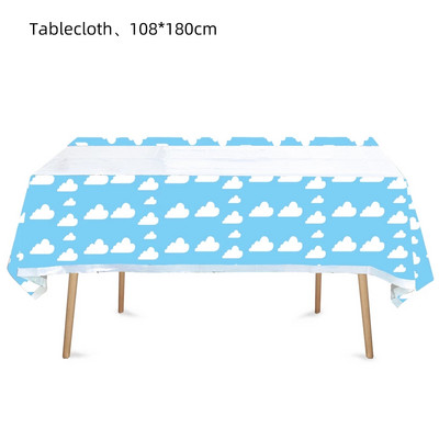 Σετ σερβίτσιο με μπαλόνια για πάρτι γενεθλίων Cloud με θέμα Μπλε ουρανός Λευκό σύννεφο Τραπεζομάντιλο Γαμήλιο πανό Προμήθειες πάρτι