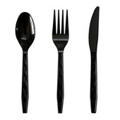 30 τμχ Πλαστικά κουτάλια Πιρούνια Σετ μαχαιριών Μαζικά μαχαιροπίρουνα Μαύρα μαχαιροπίρουνα μιας χρήσης Επαναχρησιμοποιούμενα Πλαστικά επιτραπέζια σκεύη αγωνιστικά προμήθειες γενεθλίων