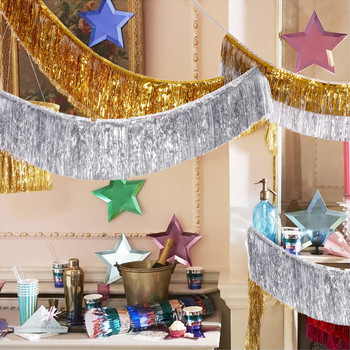 1,8 εκατ. Creative 4 στρώσεων αλουμινόχαρτο κουρτίνες γιρλάντα πάρτι γενεθλίων Γάμος Ραμαζάνι Διακόσμηση Χριστουγεννιάτικου σκηνικού σπιτιού Διακόσμηση τοίχου