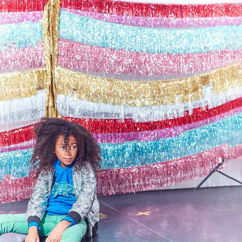 1,8M Creative 4 kihti fooliumit Tinsel Garland Kardinad Sünnipäevapeo Pulmad Ramadani kaunistus Jõulud Kodu Taust Seinakaunistus