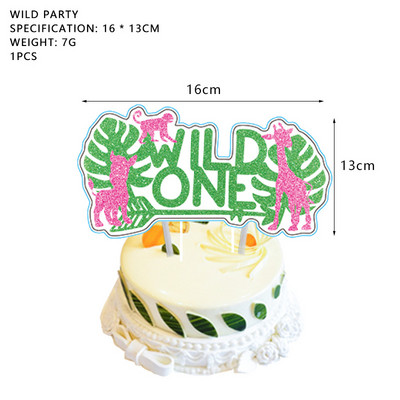 Wild One Jednokratno posuđe za djevojku Dekoracija za rođendansku zabavu Dječji Safari Šumska šuma Tema Parti DIY Jungle Baby Shower Girl