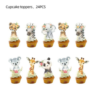 Wild One Jednokratno posuđe za djevojku Dekoracija za rođendansku zabavu Dječji Safari Šumska šuma Tema Parti DIY Jungle Baby Shower Girl