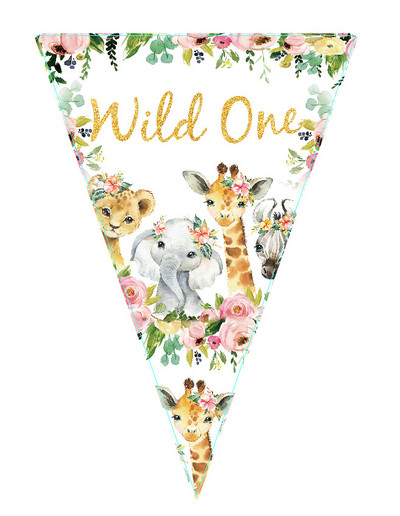 Wild One Jednokratno posuđe za djevojku Dekoracija za rođendansku zabavu Dječji Safari Šumska šuma Tema Parti DIY Jungle Baby Shower Girl