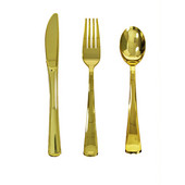 10 komada zlatnog posuđa za jednokratnu upotrebu, plastičnih desertnih noževa, vilica, žlica za vjenčanje, rođendansku zabavu, pribor za jelo