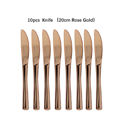 10 komada zlatnog posuđa za jednokratnu upotrebu, plastičnih desertnih noževa, vilica, žlica za vjenčanje, rođendansku zabavu, pribor za jelo