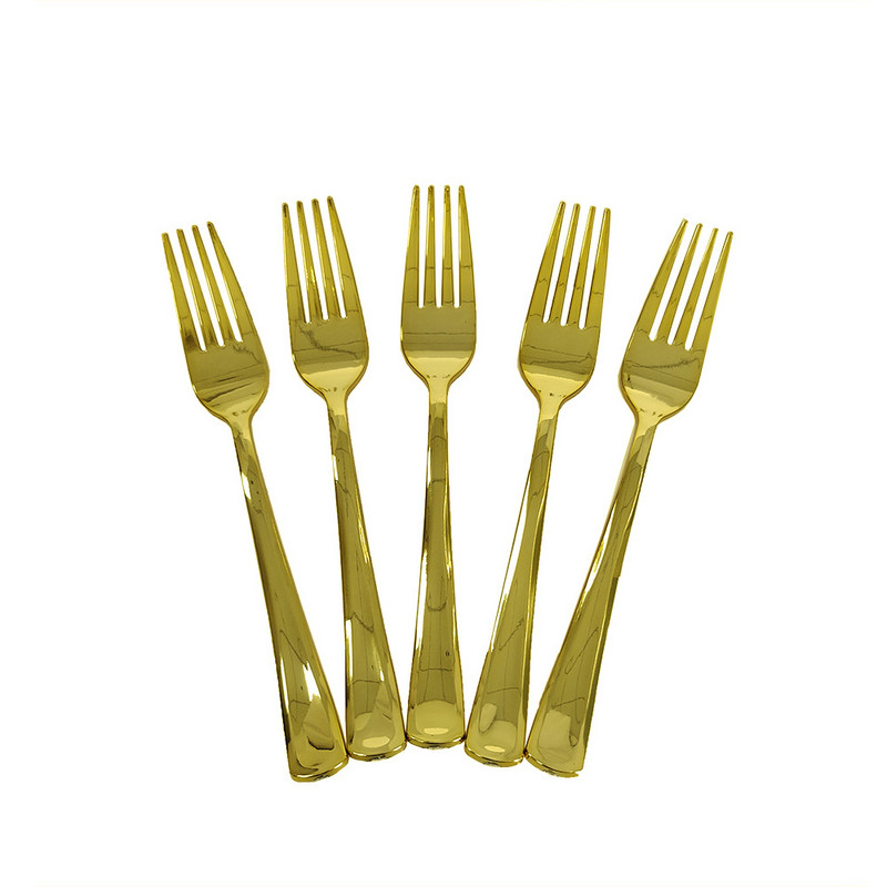 10 komada zlatnog posuđa za jednokratnu upotrebu, plastičnih desertnih noževa, vilica, žlica za vjenčanje, rođendansku zabavu, pribor za jelo