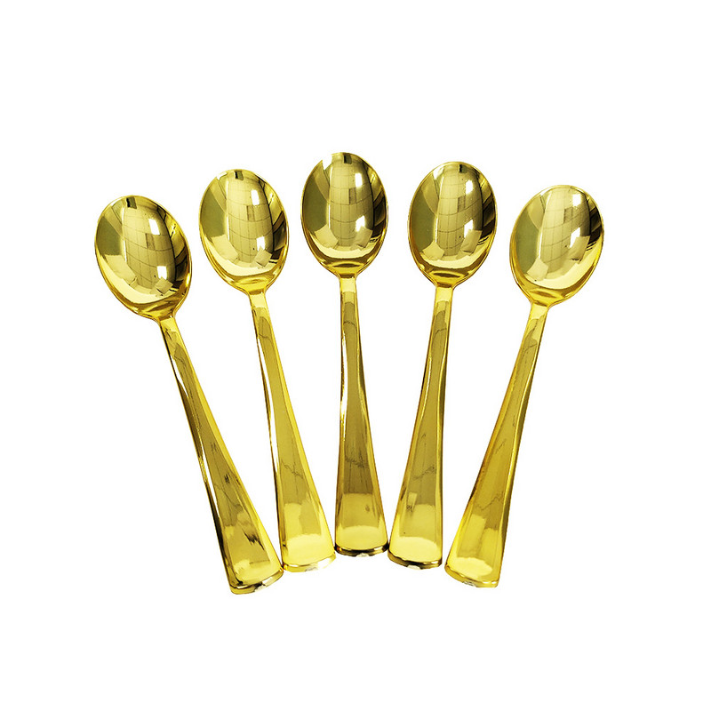 10 komada zlatnog posuđa za jednokratnu upotrebu, plastičnih desertnih noževa, vilica, žlica za vjenčanje, rođendansku zabavu, pribor za jelo
