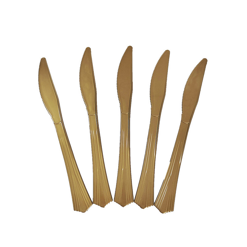 10 komada zlatnog posuđa za jednokratnu upotrebu, plastičnih desertnih noževa, vilica, žlica za vjenčanje, rođendansku zabavu, pribor za jelo