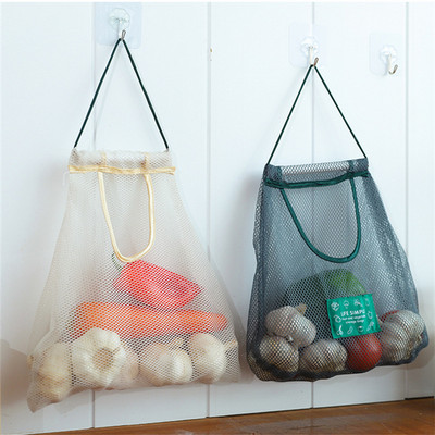 1/2PCS Mesh Net Reusable Hanging Storage Bags Fruit Vegetable Garlic Onion Organizer Home Hollow Mesh Bag Kitchen Accessories