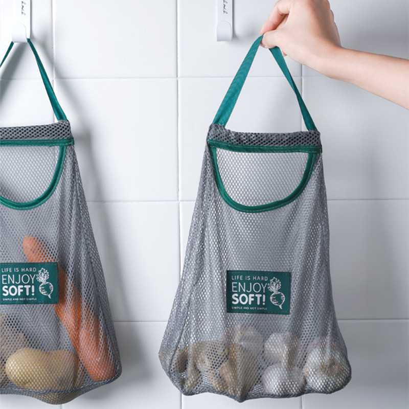 1/2 buc. plasă plasă saci de depozitare suspendate reutilizabile, fructe, legume, usturoi, ceapă, organizator pentru casă, pungă goală din plasă, accesorii de bucătărie