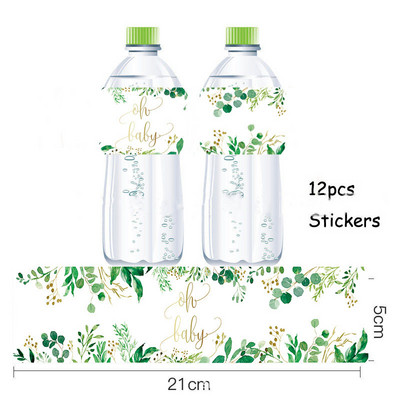 8Gosti Zlatno slovo Oh Dječje jednokratno posuđe Jungle Leaves Salveta Tanjur Šalica Tuširanje dječaka Djevojčica Babyshower Oh Potrepštine za bebe