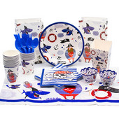 Gusarska tematska zabava Posuđe za jednokratnu upotrebu Pribor za dječju rođendansku zabavu Pirati s Kariba Posuđe za jelo Tanjur Dekoracija salvete