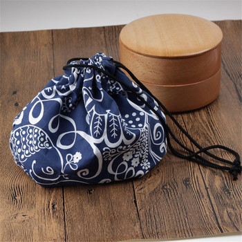 Чанта за кутия за обяд в японски стил Чанта за обяд с шнурове Чанта за обяд Bento Tote Pouch Преносима детска кутия за съхранение Чанта за съхранение на съдове и прибори за пътуване
