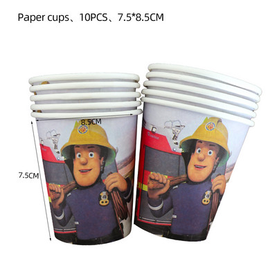 Camion de pompieri Pompier Copii Zi de naștere Seria Roșie Sărbători Petrecere Veselă Decorat Rechizite de unică folosință Sam Pentru A Te Ajute