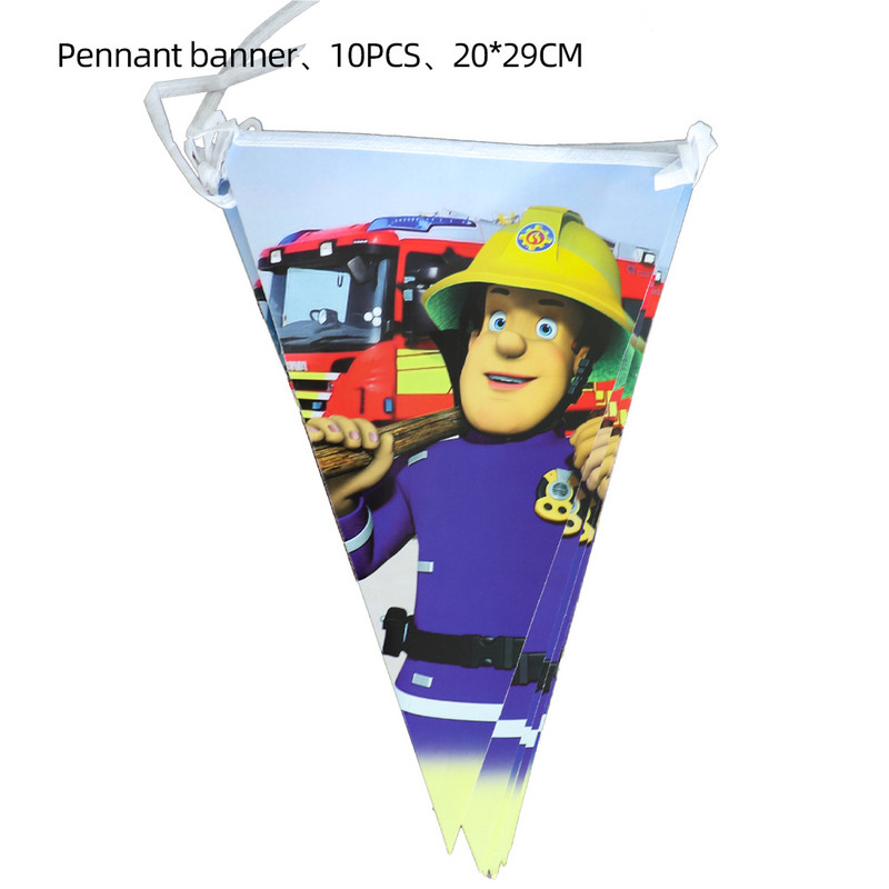 Camion de pompieri Pompier Copii Zi de naștere Seria Roșie Sărbători Petrecere Veselă Decorat Rechizite de unică folosință Sam Pentru A Te Ajute