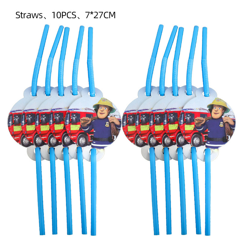 Camion de pompieri Pompier Copii Zi de naștere Seria Roșie Sărbători Petrecere Veselă Decorat Rechizite de unică folosință Sam Pentru A Te Ajute