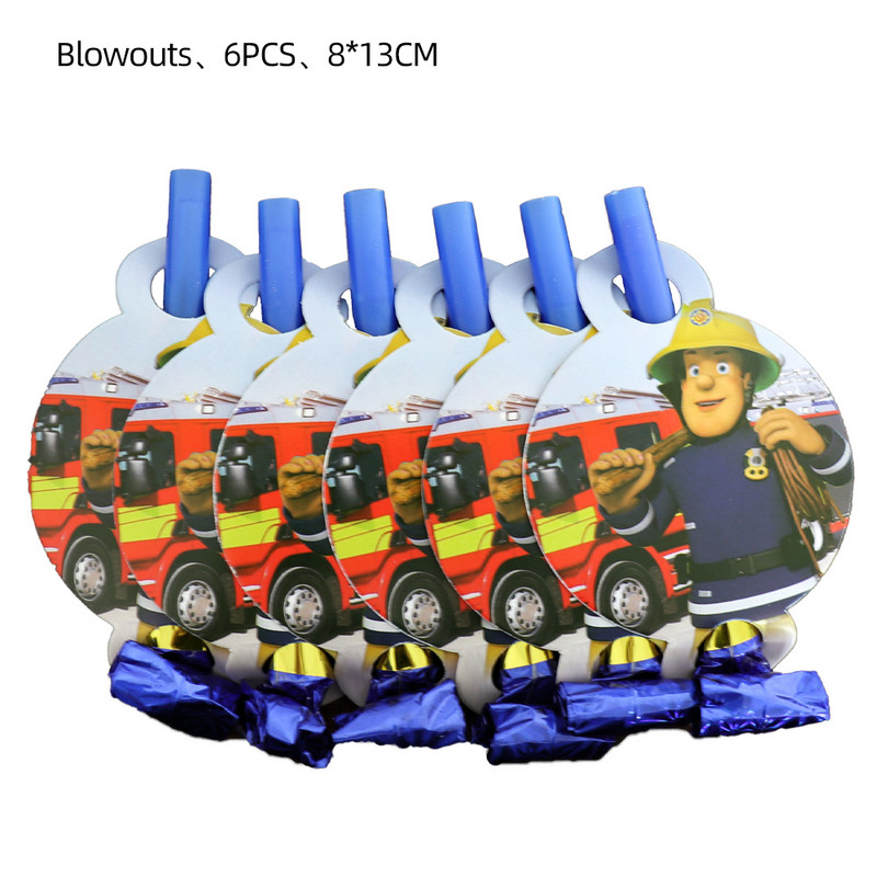 Camion de pompieri Pompier Copii Zi de naștere Seria Roșie Sărbători Petrecere Veselă Decorat Rechizite de unică folosință Sam Pentru A Te Ajute