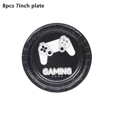 Crni gamepad Game On Theme Party Posuđe za jednokratnu upotrebu Upravljač videoigara Salveta Papirnata čaša Tanjur Dječji pribor za zabavu Decor
