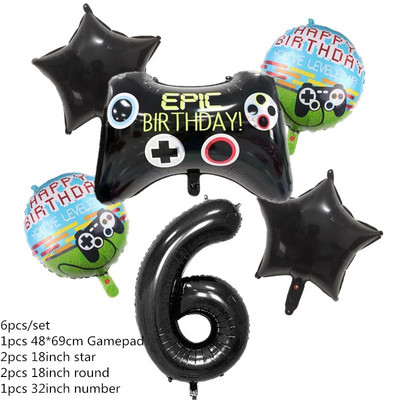 Crni gamepad Game On Theme Party Posuđe za jednokratnu upotrebu Upravljač videoigara Salveta Papirnata čaša Tanjur Dječji pribor za zabavu Decor