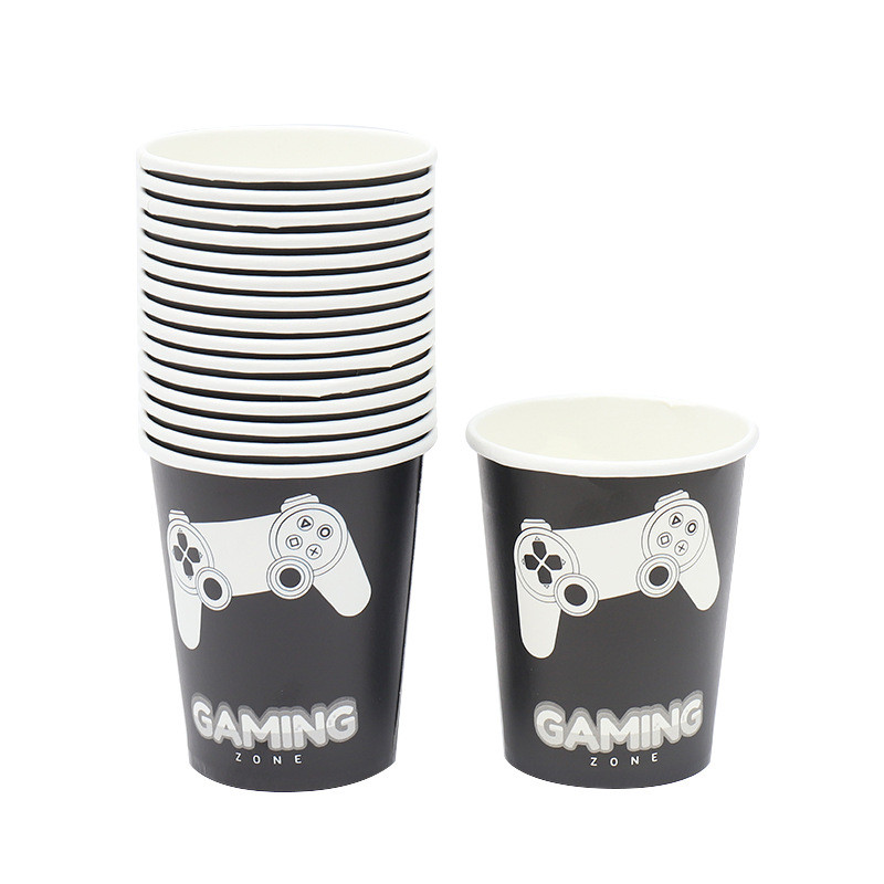 Crni gamepad Game On Theme Party Posuđe za jednokratnu upotrebu Upravljač videoigara Salveta Papirnata čaša Tanjur Dječji pribor za zabavu Decor