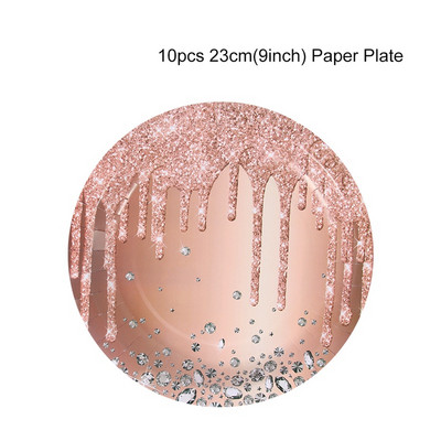 Ružičasto zlatno posuđe za jednokratnu upotrebu Vjenčanje Rođendanska zabava Dekoracija za dječju zabavu Djevojka Nevjesta Posuđe za šalice papirnati tanjur