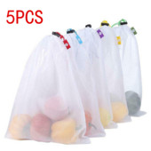 5 vnt. Daugkartinio naudojimo vaisių ir daržovių laikymo maišeliai Plaunami tinkliniai maišeliai Virtuvės organizatorius Maisto saugojimo pakavimo maišeliai gaminių maišeliai