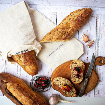 Ленени торбички за хляб, торбичка с шнур за многократна употреба за хляб, домашно приготвена торбичка за съхранение на хляб, ленени торбички за хляб за франзела
