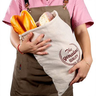 Λινές σακούλες ψωμιού, επαναχρησιμοποιήσιμη τσάντα με κορδόνια για καρβέλι, σπιτική τσάντα αποθήκευσης ψωμιού χειροποίητη, σακούλες λινό ψωμί για μπαγκέτα