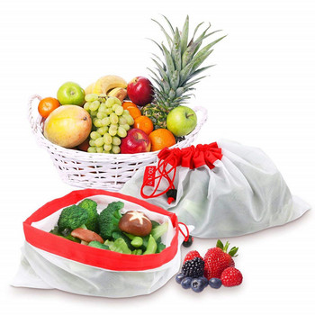 12 ΤΕΜ Φορητές επαναχρησιμοποιούμενες τσάντες παντοπωλείου Φρούτα λαχανικά Παιχνίδια Διάφορα Τσάντα Πλενόμενη Διχτυωτή Βιολογική Τσάντα Χεριού Δίχτυ