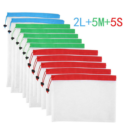 12 ΤΕΜ Φορητές επαναχρησιμοποιούμενες τσάντες παντοπωλείου Φρούτα λαχανικά Παιχνίδια Διάφορα Τσάντα Πλενόμενη Διχτυωτή Βιολογική Τσάντα Χεριού Δίχτυ