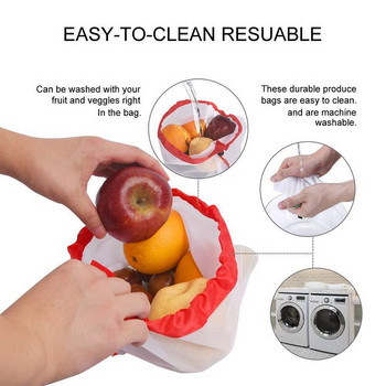 3 μεγεθών επαναχρησιμοποιήσιμη τσάντα παραγωγής πλέγματος που πλένεται φιλικές προς το περιβάλλον Τσάντες για παντοπωλείο Αποθήκευση αγορών Φρούτα λαχανικά Παιχνίδια Τσάντα