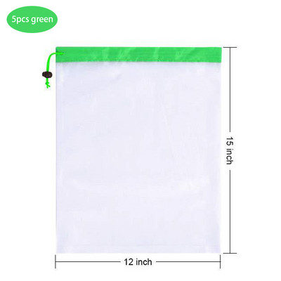 3 suurust korduvkasutatavast võrgust tootekott Pestavad keskkonnasõbralikud kotid toidupoodide ostlemiseks, puu- ja köögiviljade mänguasjade kott