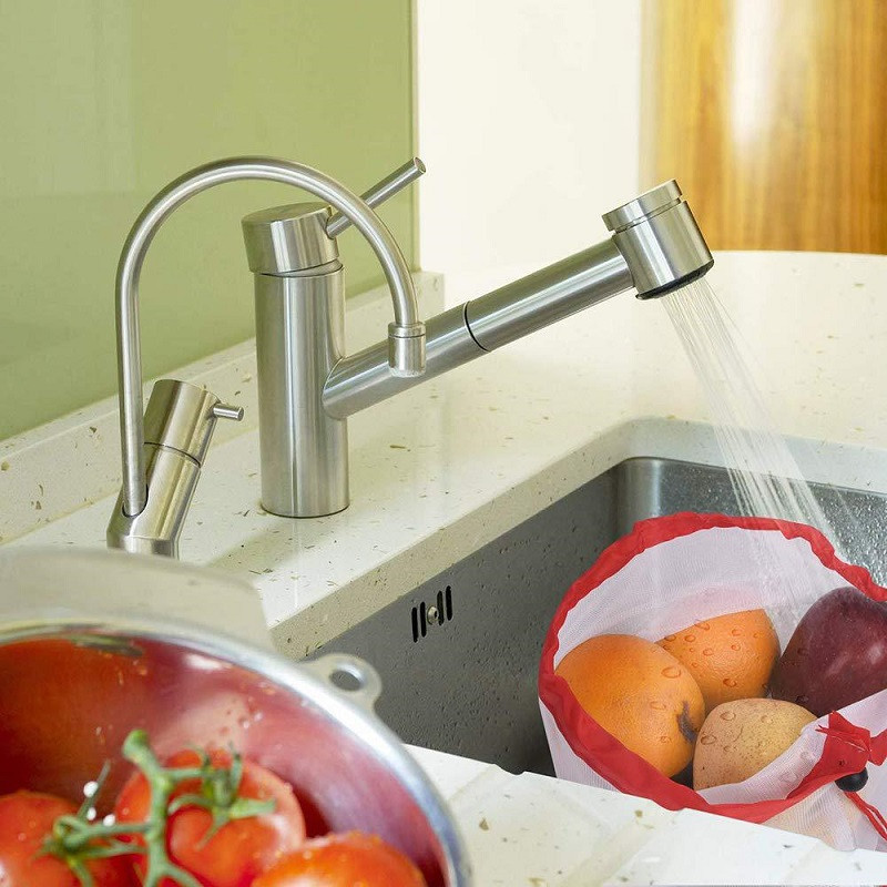 3 suurust korduvkasutatavast võrgust tootekott Pestavad keskkonnasõbralikud kotid toidupoodide ostlemiseks, puu- ja köögiviljade mänguasjade kott