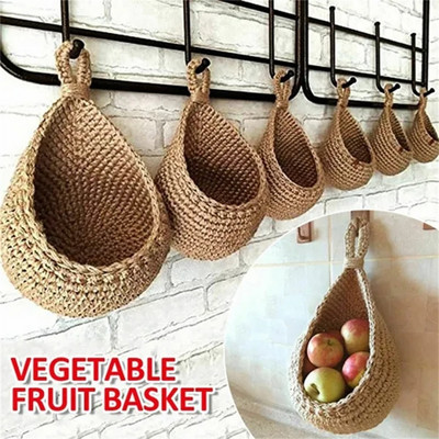 XS-XXL Монтирана на стена чанта за съхранение на различни предмети Висяща стена Кошници с плодове и зеленчуци Организирана чанта Юта Еко сълза Кухненски органайзер