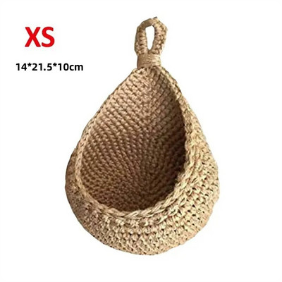 XS-XXL Geantă de depozitare pentru articole diverse, fixată pe perete, coșuri cu fructe, cu legume, pentru agățat pe perete, organizator de bucătărie cu lacrimă ecologică din iută